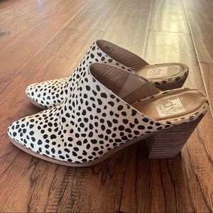Dolce Vita “Filomena” Leopard calf hair heeled mules